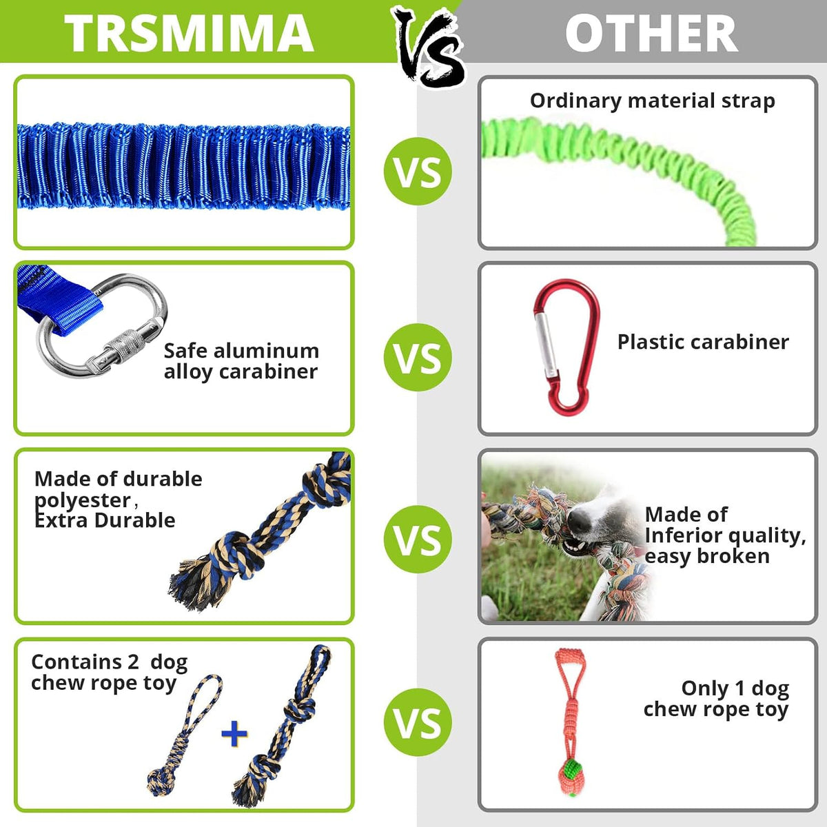 Dog Hanging Bungee Tug Toy: Interactive Tether Tug-of-War for Pitbull - X-Large-Blue-for Single Dog - image 2