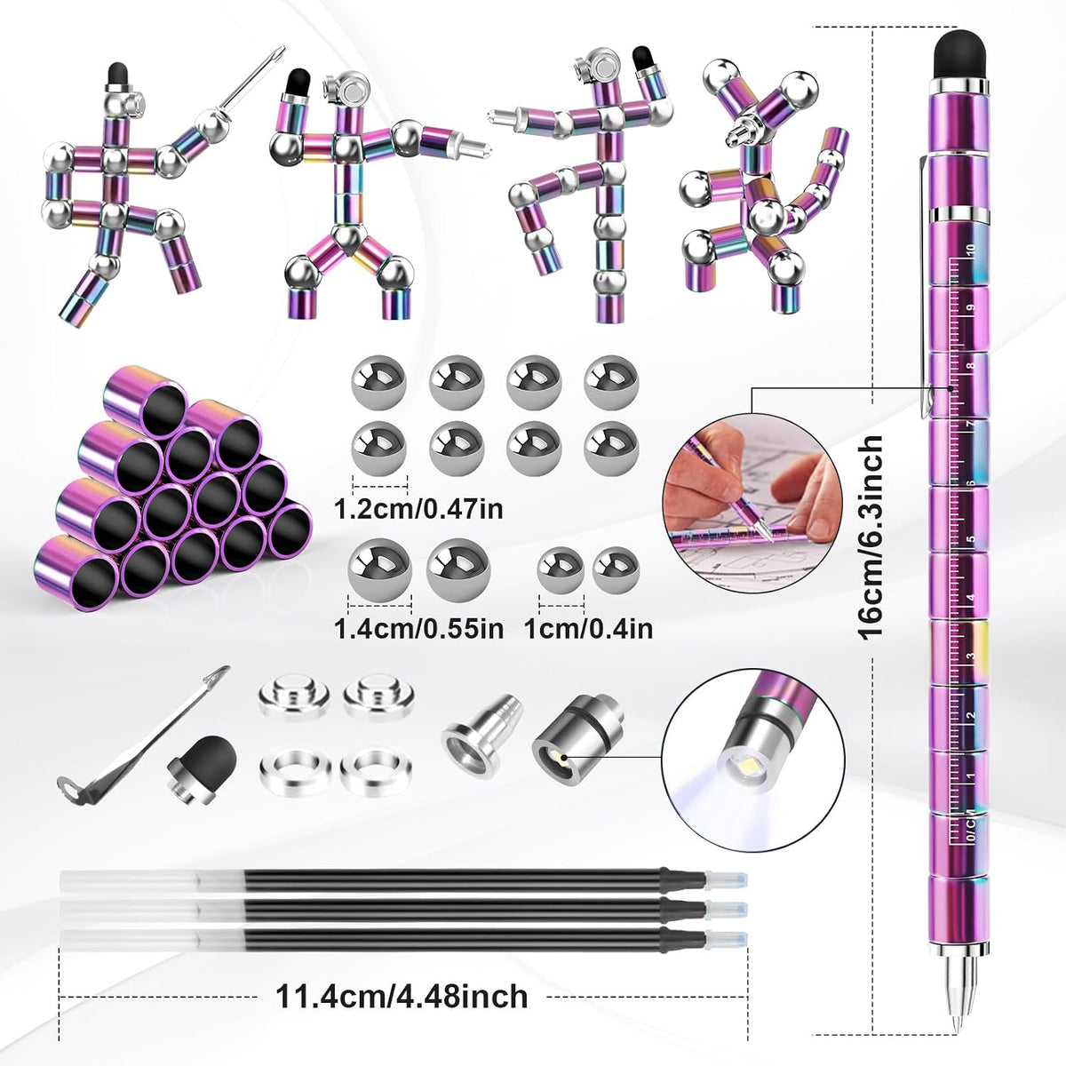 Gifts for Men Fidget Pen, Christmas Stocking Stuffers for Men Teen Boys – Fun for Kids & Family - Multicolored - image 3
