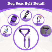 Dog Seat Belt for Car, Headrest Restraint Safety Lead, Dogs Cats – Essentials for Dogs - Purple / Not elastic - image 3