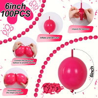 Pearl White Linking Balloons for Wedding Bride Shower Mermaid Party - Hot Pink / 6 inch - image 2
