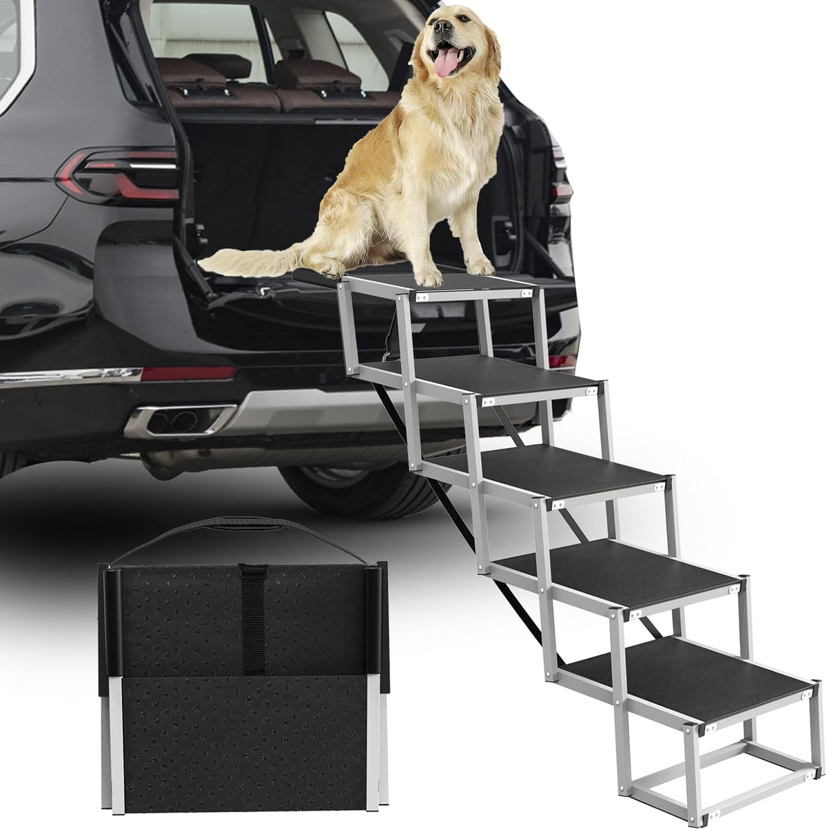 Dog Stairs for Large Dogs - 5-Steps / 16" W x 28-34" H