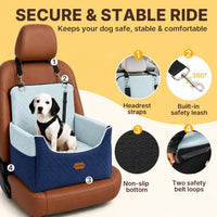 ALL GOOD PET SUPPLIES Dog Car Seat for Small/Medium Dogs Under – Essentials for Dogs - Blue - image 2