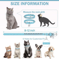 Leather Cat Collar, Breakaway Kitten Collars with Bell, Black – Essentials for Small Pets - Light Blue_Studded / 8"-12" Cats / Mini Dogs(Pack of 1) - image 4