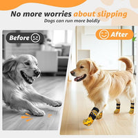 Reflective Dog Socks to Prevent Licking Paws, Dog Paw Protector, Hardwood Floors Anti Slip, Non Slip Dog Socks with Grippers, Dog Booties and Paw Protectors for Indoor Use - Size Large