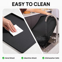 YINEYA 2 Pack Silicone Dog & Cat Food Mat Waterproof 18" x 12" - Black / 24" x 16" - image 3