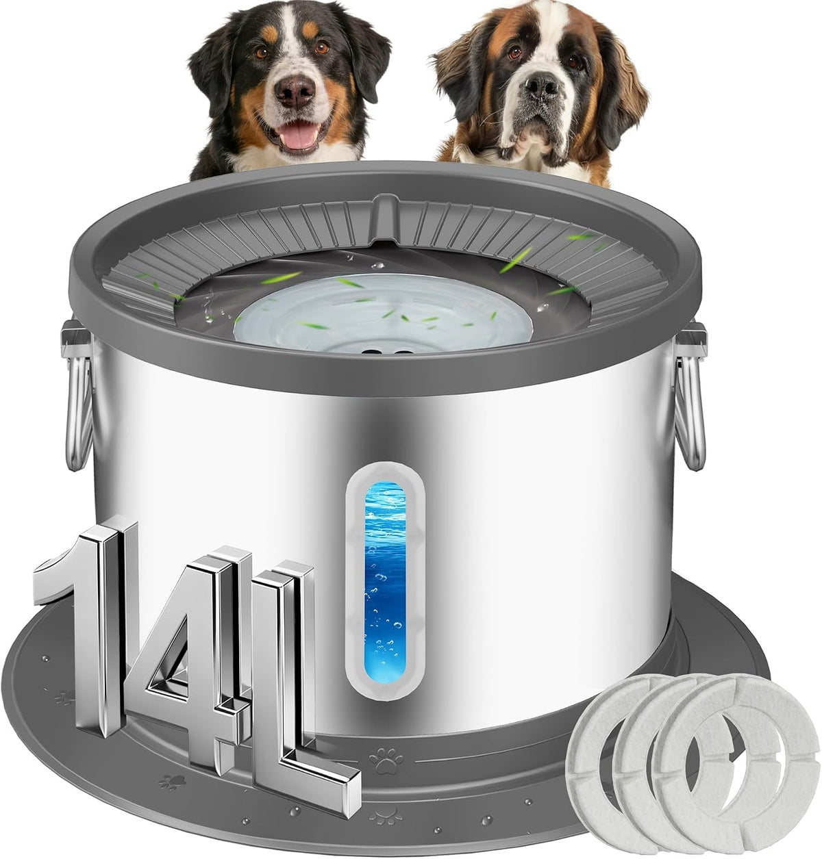UPSKY 14L No Spill Dog Water Bowl - Grey / 14L