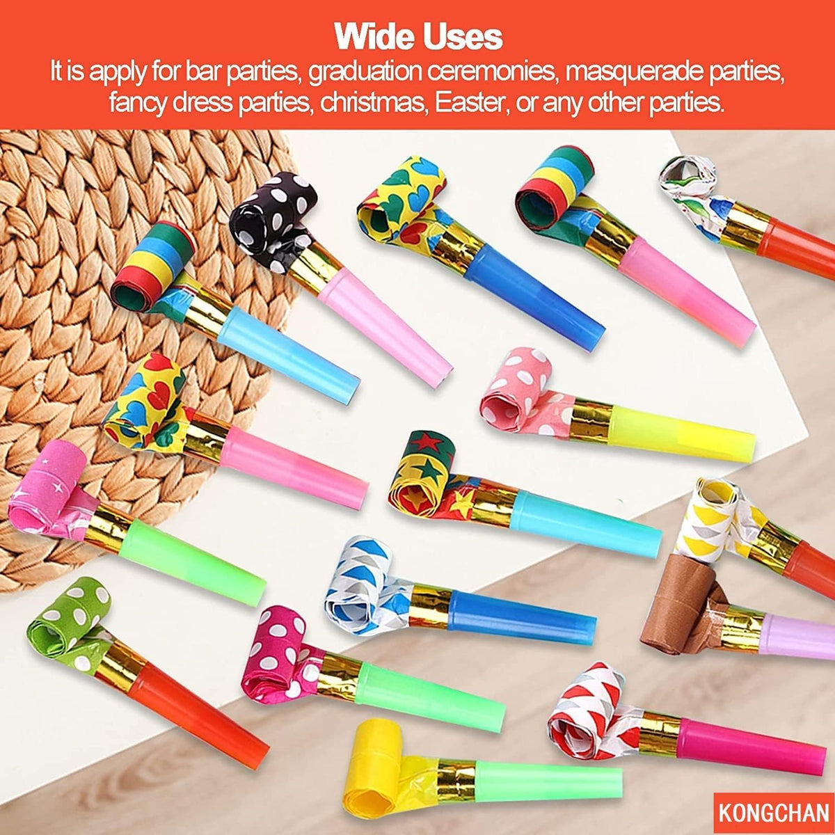 25pcs Party Blowers,Colourful Noisemakers Party Blowouts Squawkers Fringed Noise Maker,Birthday - Party whistle - image 3
