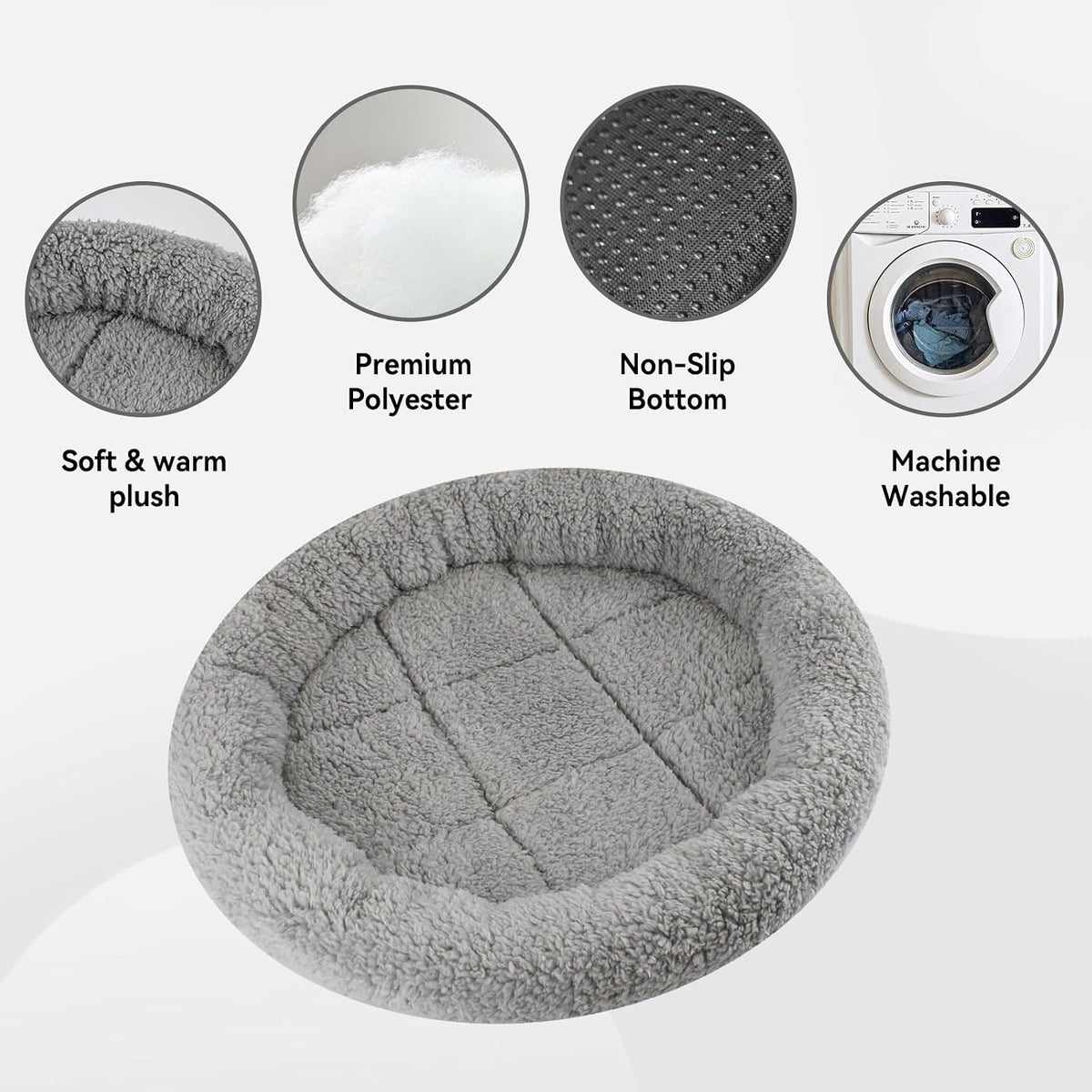 Enjoying Cat Mat Bed 16" x 22" Pet Bed with Pillow Around for Dogs - Large(Round) - image 3