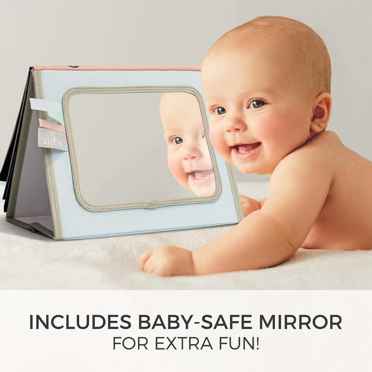 Soft Tummy Time Book w/ Baby Safe Mirror - image 4