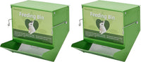Metal Small Animal Feeder with Lid, Heavy Duty - 7.4 inch (Pack of 2) / Green