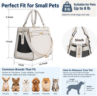 Fashion Pet Carrier Dog Cat Carrier Purse Soft-Sided Leather Handbag - Beige - image 3