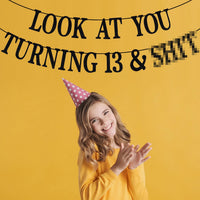 Black Glitter Look at You Turning 25 & Sh*t Banner - 13 - image 3