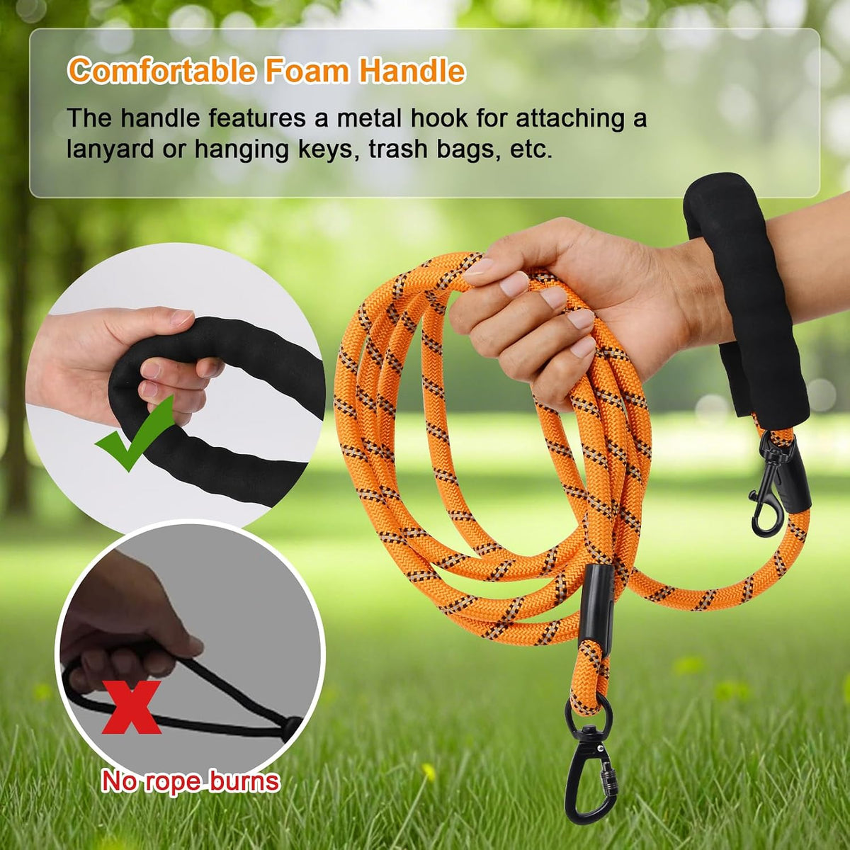 Long Leash for Dog Training 6FT/ 10FT/ 15FT/ 30FT/ 50FT/ 100FT - Orange / 30FT* 1/3" - image 4