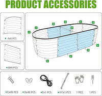SnugNiture Galvanized Raised Garden Bed Outdoor, 2 Pcs 4x2x1ft Oval Metal Planter Box for Planting Plants Vegetables, Green