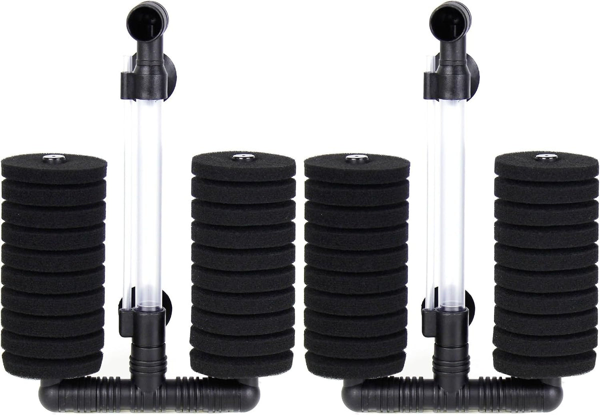 AQUANEAT 4 Pack Double Bio Sponge Filter, for Fry, Betta, Shrimp - Large 1pc (Pack of 2)