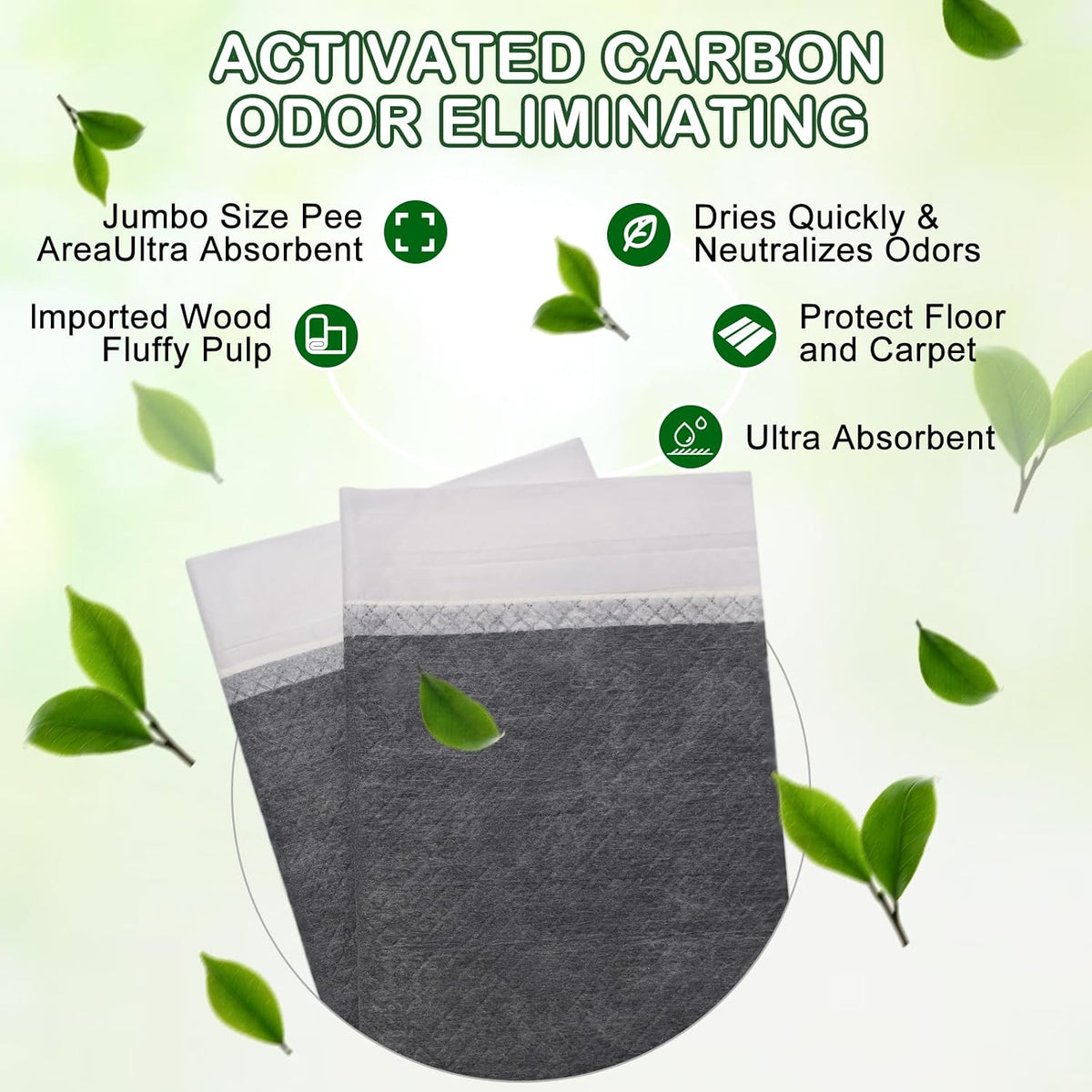 Extra Large 31"x47" 30 Odor-Control Super Absorbency Charcoal Pee Pads - 31"x47" / 30 - image 3
