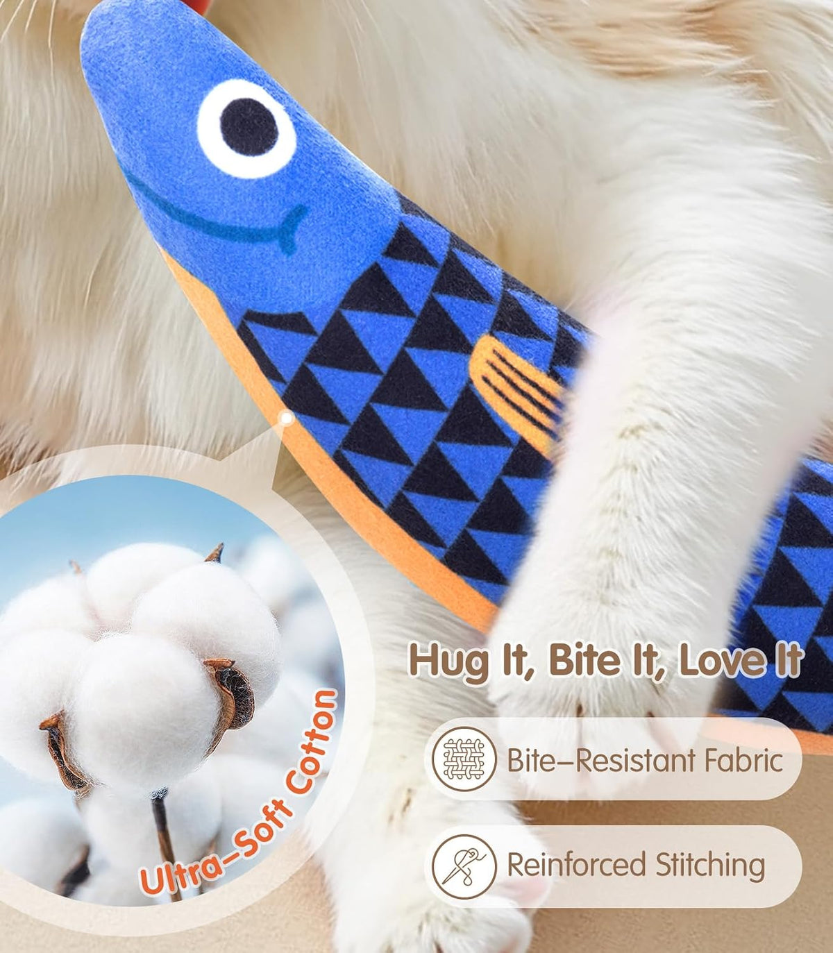 PetBusy Cat Toys with [5000 mg A+Natural Catnip & Silvervine] Kicker - Blue+Yellow - image 3