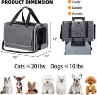 Cat Carrier for Travel, Soft-Sided, Top Loading, Privacy Curtain - Grey / 18.0"L x 11.0"W x 11.0"H - image 2