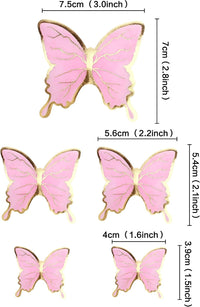 30Pcs 2D Waterproof Swallowtail Butterfly Cake Topper Transparent - Not Edible / Pink Gold-2 - image 2