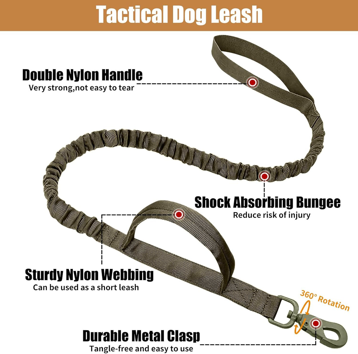 Tactical Dog Collar - Dog Collar with Control Handle for Medium Large Dogs – Essentials for Dogs - Green Set / XL - image 2