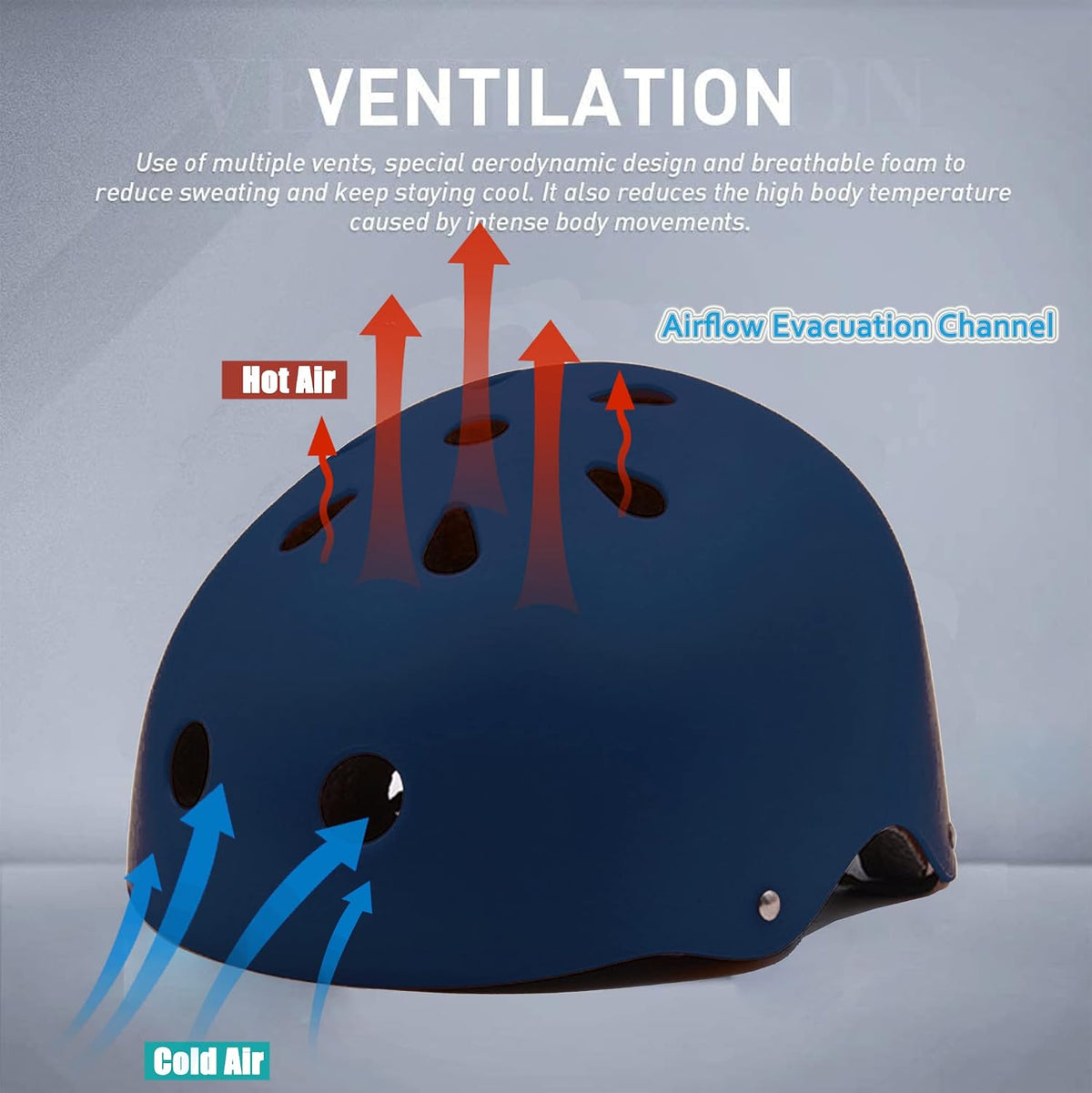 Skateboard Helmet Impact Resistance Ventilation for Youth & Adults – Fun for Kids & Family - Dark Blue / Medium - image 2
