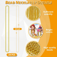 EOBOH 12PCS Mardi Gras Beads, Gold Beaded Necklace Stuff Set - Gold / 12 - image 2