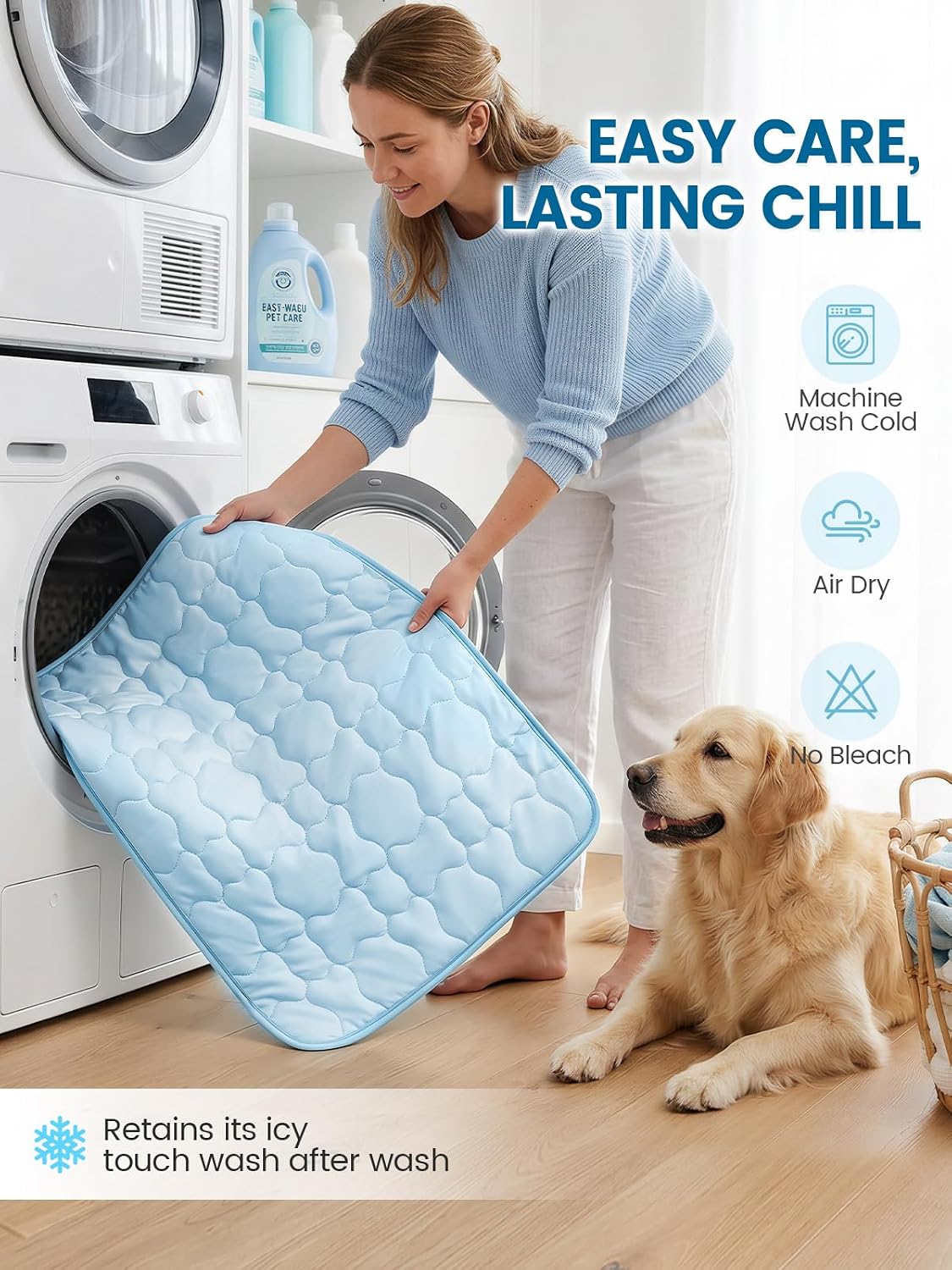 Mora Pets Dog Cooling Mat Instant Pet Cooling Pad Bed for Large Dogs - Light Blue / 36-Inch (Medium) - image 3