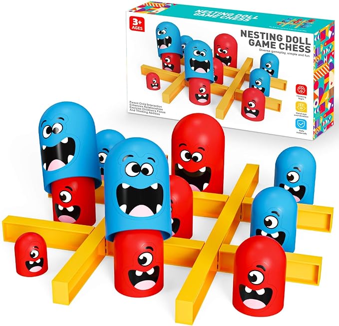 Tic Tac Toe Game: Kids’ Board Game Nesting Tic Tac Toe Strategic Board Game for Kids and Adults, Strategy Head to Head Games Boosts Logical Thinking Suitable Party Family Tabletop Games-Board Games-BIG FRENCHIES-TinyTreasures Baby Boutique