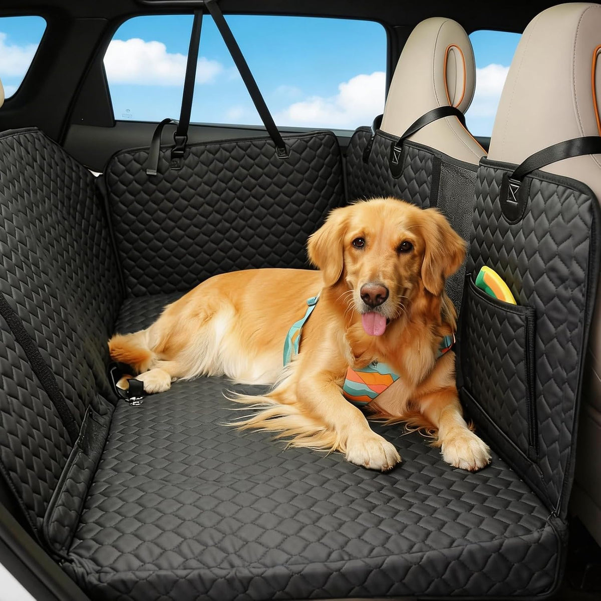 Back Seat Extender for Dogs - Black / L - For Cars/ Mid-Size SUV/ Small Truck