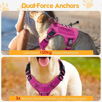 Heavy-Duty Tactical Dog Harness for Large Dogs, No Pull Adjustable Reflective Pet Vest with Molle System, K9 Military-Grade Control for Service Training, Outdoor & 10+ Breeds, Pink, X-Large
