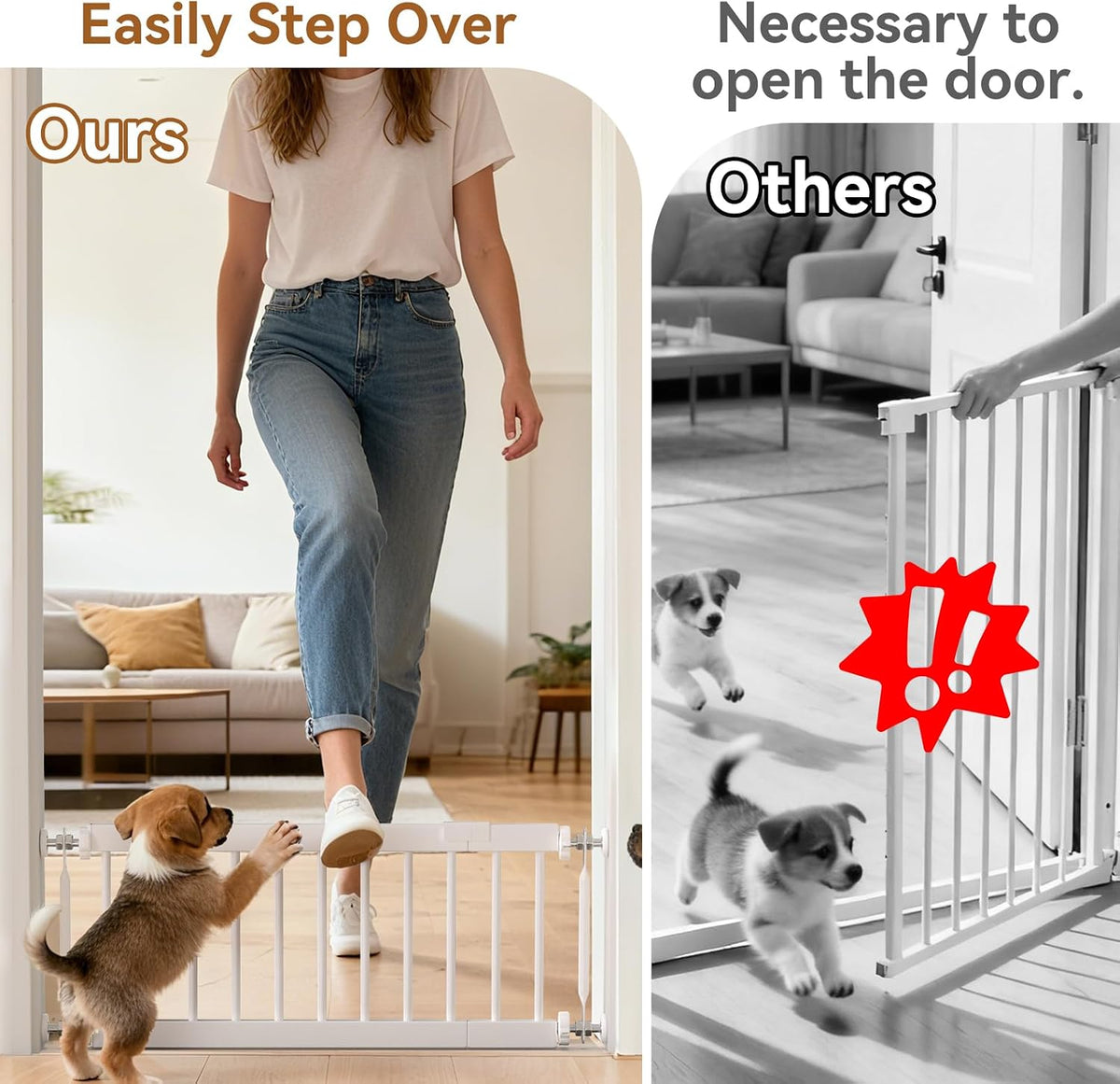Dog Gate Indoor,18"-45" Adjustable Extra Wide Metal Short Dog Gate to Step Over, 10" Tall Small Pet - 18-45''W*10''H / White - image 3