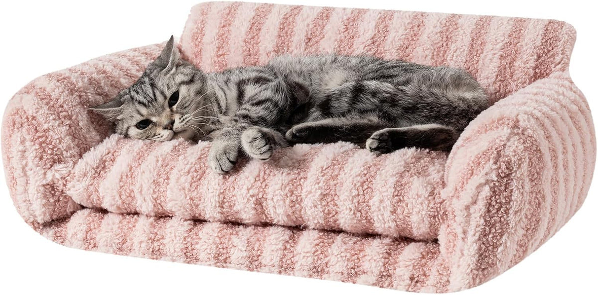 Hollypet Cat Bed Small Dog Orthopedic Couch Beds for Pets up to – Essentials for Cats - 21"L x 15"W x 8"Th / Pink
