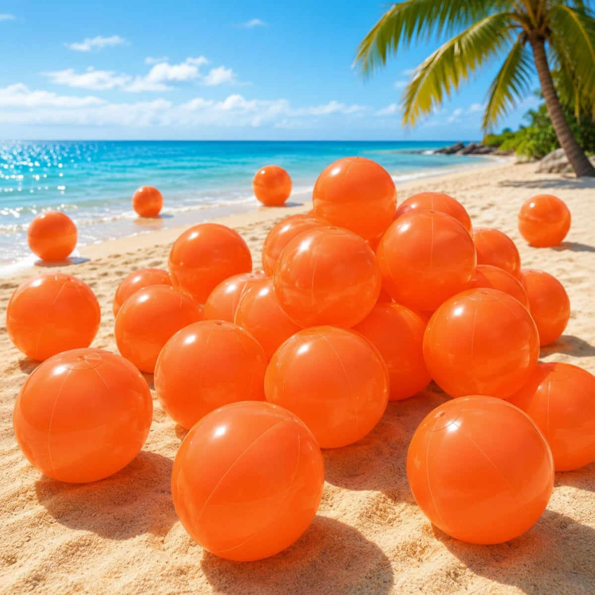 Yinder 24 Pcs Clear Beach Balls Inflatable Bubble Ball Decorations - Bright / Orange