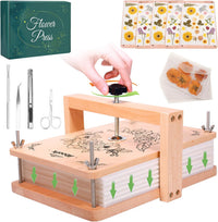 Aboofx large wooden flower press kit with six layers, lining papers and craft tools