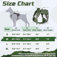 rabbitgoo Tactical Dog Harness Medium Sized Dog, No Pull Military Service Vest with Handle & Molle, Easy Control for Training Walking, Adjustable Reflective Straps, Green, M