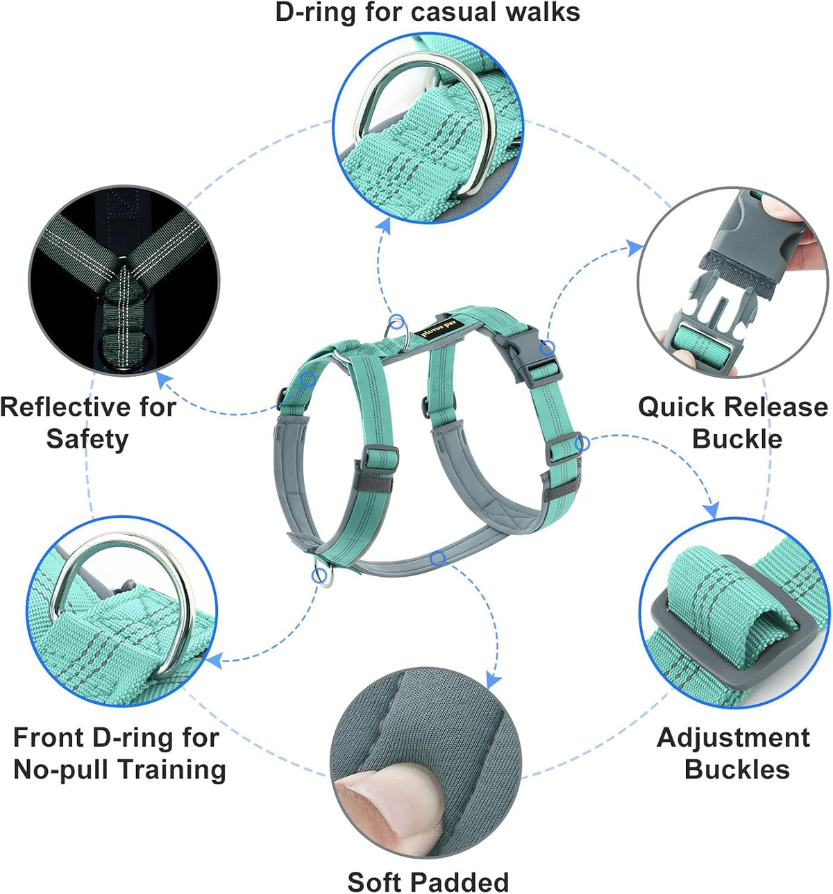 Plutus Pet No Pull Dog Harness - XL / Teal - image 2