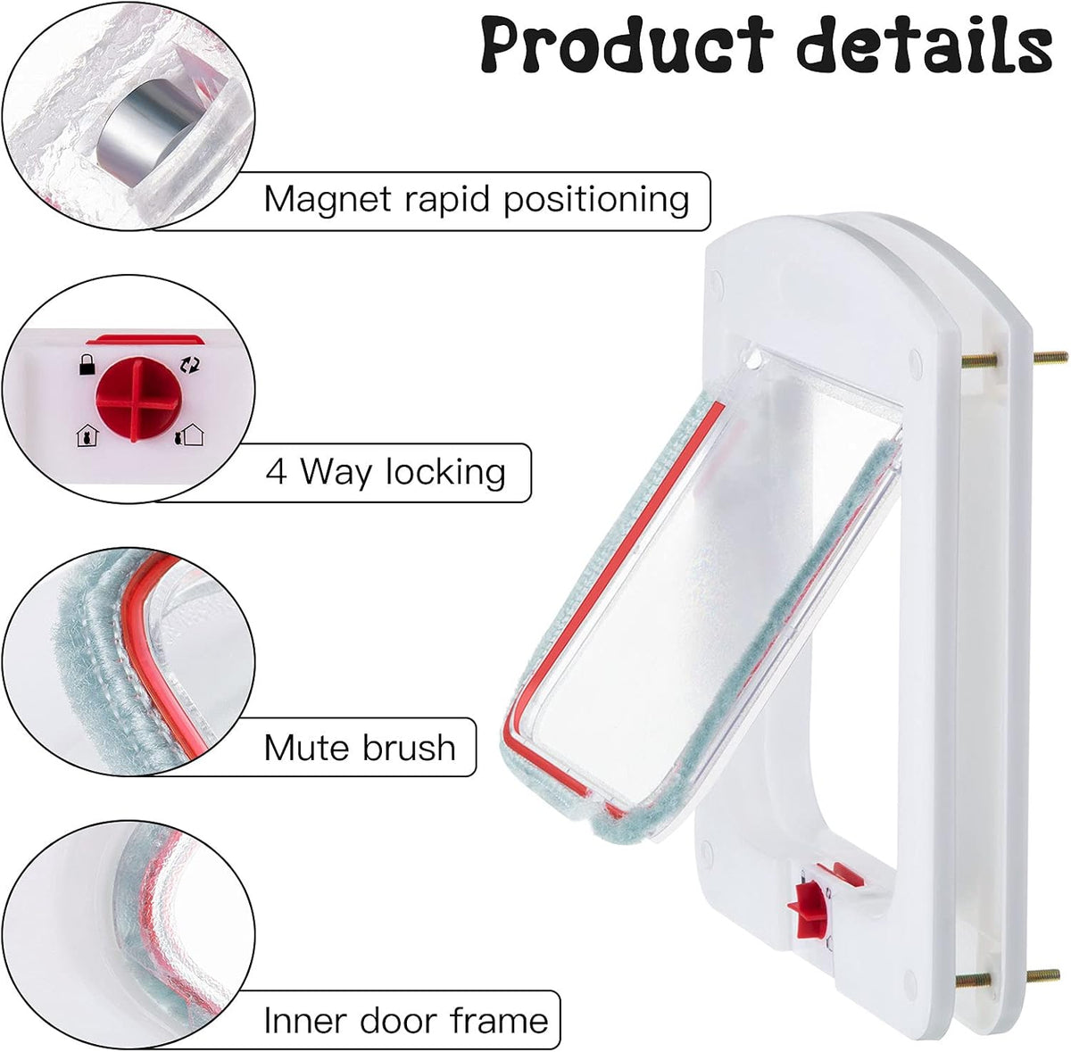Saintrygo Cat Door Interior Exterior Door 4 Way Lock Circumference < - image 3