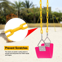 AGPTEK Swing Set,Swing Seat Replacement with 66 Inch Anti-Rust Chains – Fun for Kids & Family - Pink - image 4