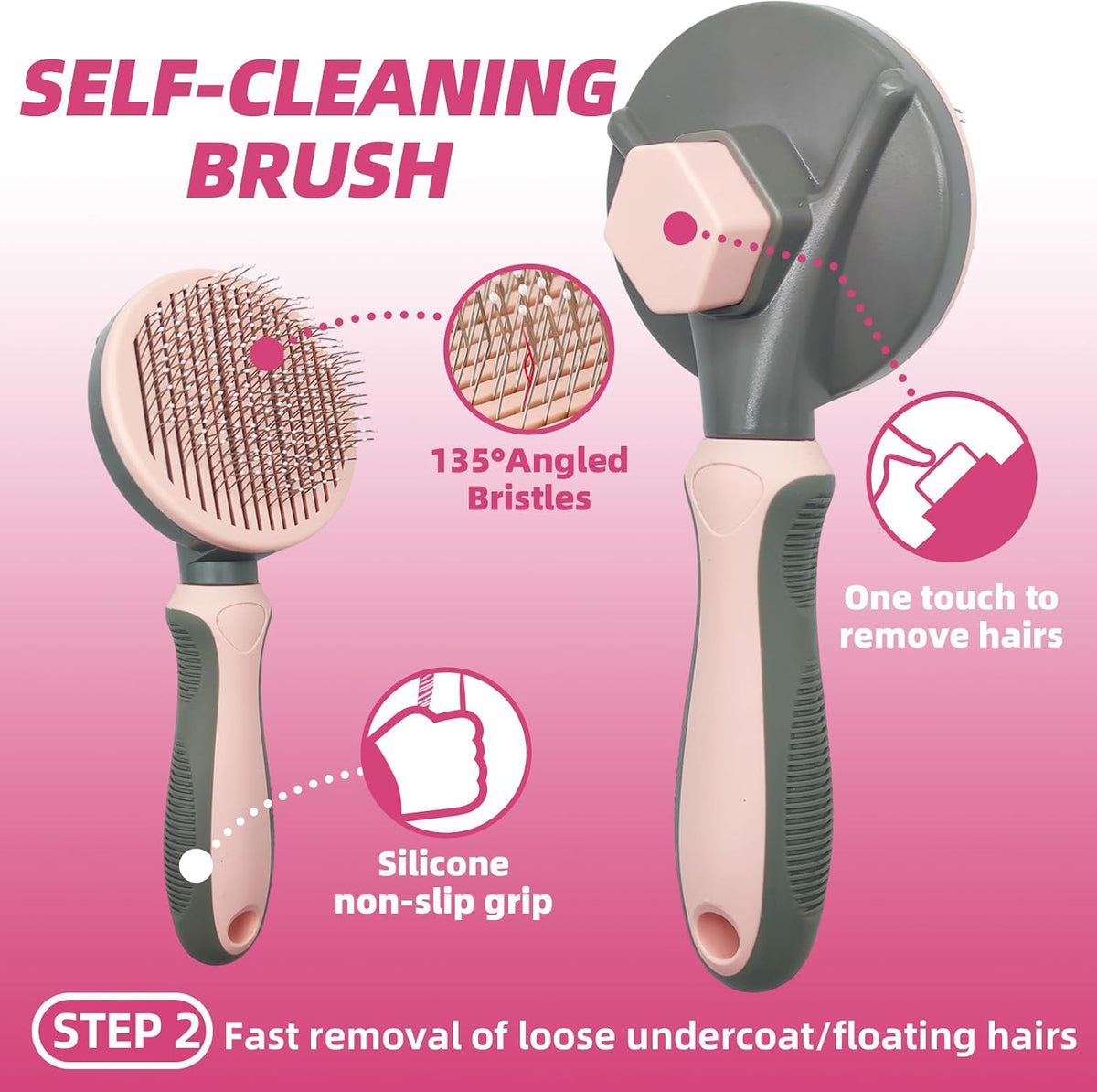 Pet Grooming Kit, Slicker Brush - A-Pink - image 3