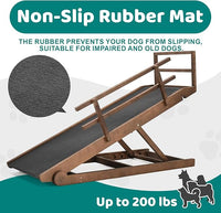 Dog Ramp for Bed, Adjustable Pet Ramps for Dog to Get on Bed, Non-Slip Rubber Surface - Folding Wooden Dog Ramp for Small/Large/Old Dogs, Adjustable up to 31 inch High Beds, Safety Railings