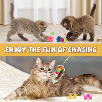 Kitten Toys - 38PCS Cat Play Set, Sparkle Balls, Plush Pom Pom Balls, Hanging Door Toy, Gift Box Styles