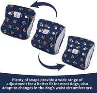 CuteBone Washable Dog Diapers Male with Snaps Reusable 3pcs a Pack - Buttons-Duck&Dino&Fox / L(17"-21") - image 2