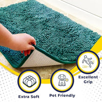 Muddy Mat® Shown on TV – Super Absorbent Door Mat Indoor, Microfiber Quick Dry Chenille Entryway Rug, Non-Slip Front Door Mat, Indoor Mats for Entryway, Machine Washable Pet Rug, Teal 36"x60"