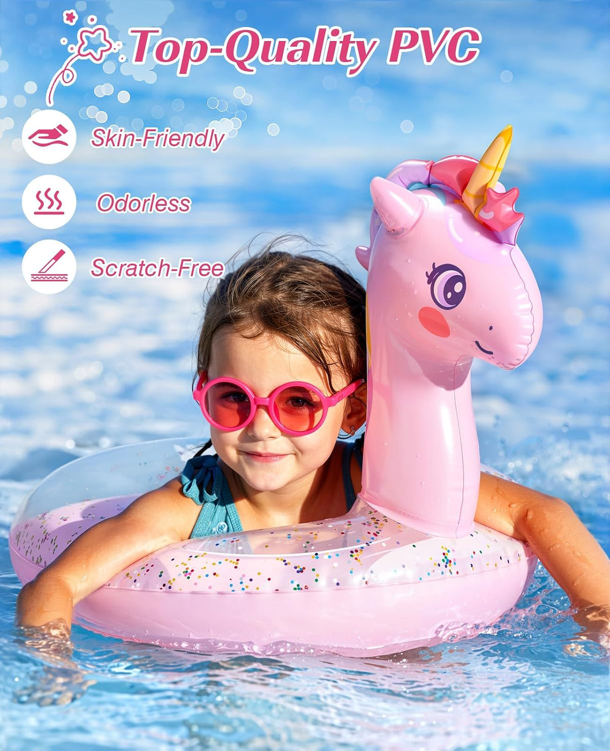 HeySplash Pool Floats Kids, Inflatable Swimming Rings – Fun for Kids & Family - Pink - image 2