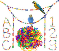 200 pack of rainbow plastic C-clip chain links for bird cages and small pets