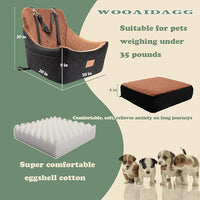 Dog Car Seat for Medium Sized Dog,Pet Travel Car Bed with Seat Belt Channle,Fully Detachable and Washable Car Dog Seat with Adjustable Straps,3 Straps Easy to Install (Black/Brown)