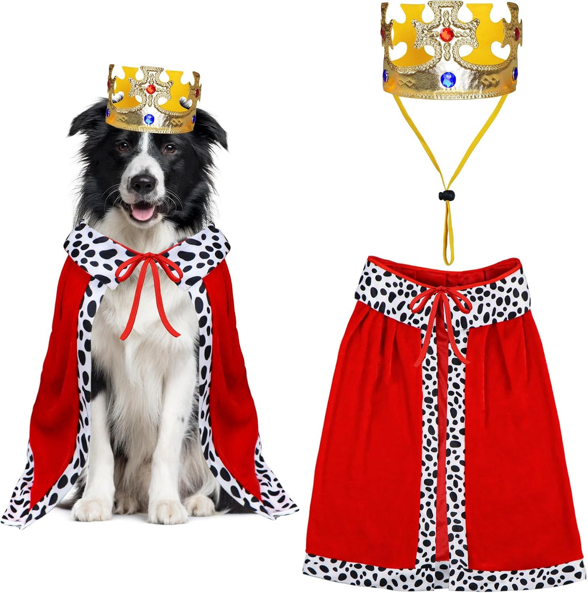Cat Halloween Costumes Cat Dog Halloween King Costume Pet King Cape - Red / Medium