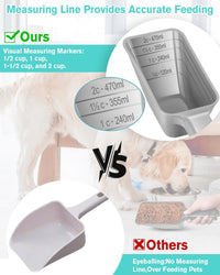 2 Cup Dog Food Scoop, Plastic Pet Food Scoop with Measuring Lines for Accurate Pet Food - Gray - image 2