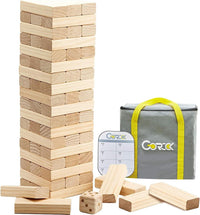 GOROCK Giant Tumbling Tower Game，57Pcs Wooden Block Stacking Game - L-Up to 5 FT