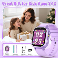 Kids Waterproof Smart Watch Girls Gift Age 3-12 with 39 Game HD Touch Screen Music Player Video Camera Pedometer Alarm Clock Toys Birthday Gifts for 6 7 8 9 Year Olds Purple